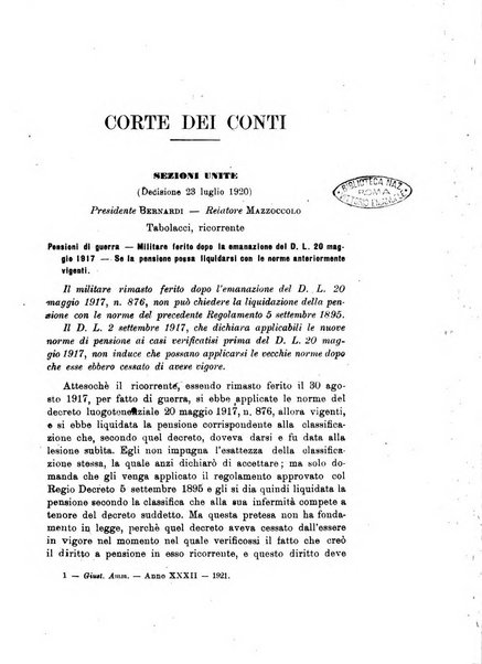 La giustizia amministrativa raccolta di decisioni e pareri del Consiglio di Stato, decisioni della Corte dei conti, sentenze della Cassazione di Roma, e decisioni delle Giunte provinciali amministrative