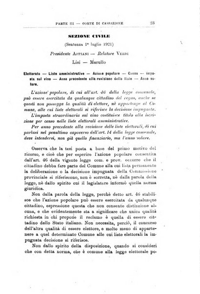 La giustizia amministrativa raccolta di decisioni e pareri del Consiglio di Stato, decisioni della Corte dei conti, sentenze della Cassazione di Roma, e decisioni delle Giunte provinciali amministrative