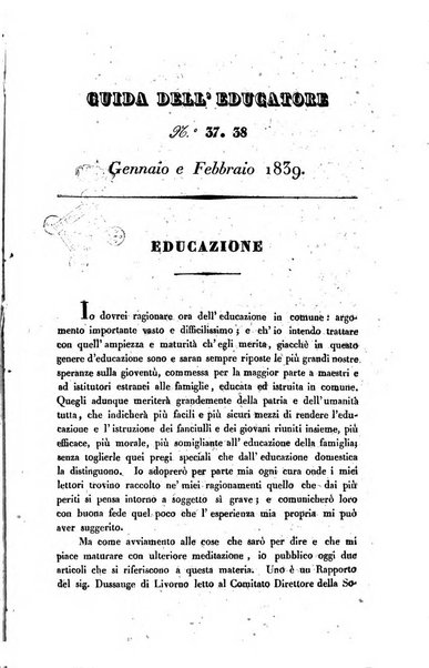 Guida dell'educatore foglio mensuale redatto da Raffaello Lambruschini