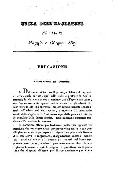 Guida dell'educatore foglio mensuale redatto da Raffaello Lambruschini