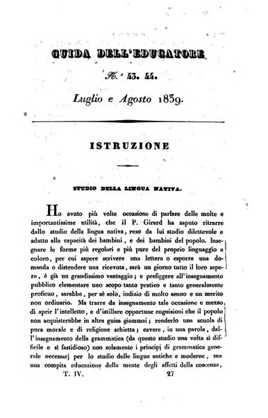 Guida dell'educatore foglio mensuale redatto da Raffaello Lambruschini