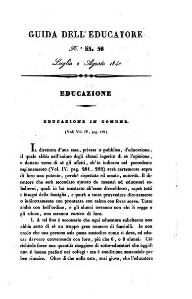 Guida dell'educatore foglio mensuale redatto da Raffaello Lambruschini