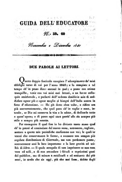 Guida dell'educatore foglio mensuale redatto da Raffaello Lambruschini