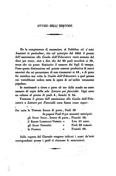 Guida dell'educatore foglio mensuale redatto da Raffaello Lambruschini