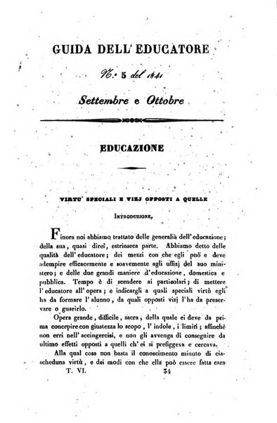 Guida dell'educatore foglio mensuale redatto da Raffaello Lambruschini