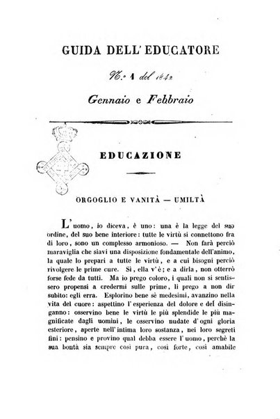 Guida dell'educatore foglio mensuale redatto da Raffaello Lambruschini