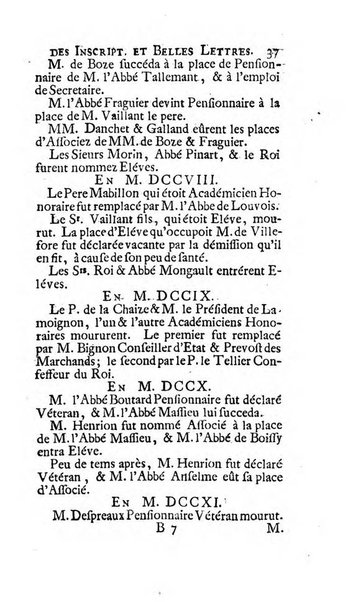 Histoire de l'Academie royale des inscriptions et belles lettres depuis son establissement jusqu'à present avec les Mémoires de littérature tirez des registres de cette Académie..