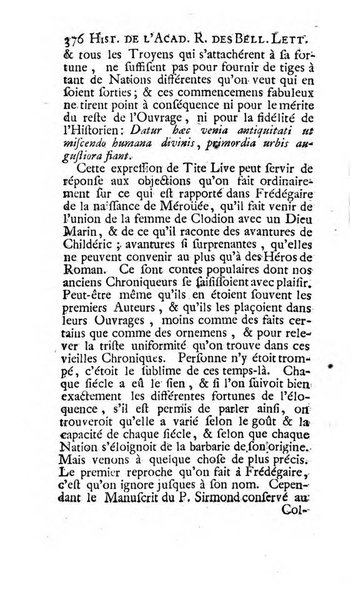 Histoire de l'Academie royale des inscriptions et belles lettres depuis son establissement jusqu'à present avec les Mémoires de littérature tirez des registres de cette Académie..