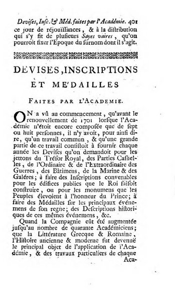 Histoire de l'Academie royale des inscriptions et belles lettres depuis son establissement jusqu'à present avec les Mémoires de littérature tirez des registres de cette Académie..