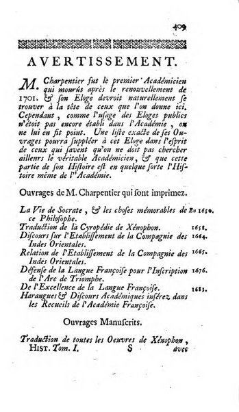 Histoire de l'Academie royale des inscriptions et belles lettres depuis son establissement jusqu'à present avec les Mémoires de littérature tirez des registres de cette Académie..