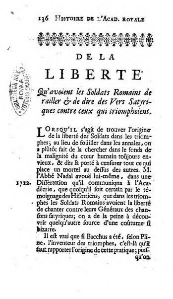 Histoire de l'Academie royale des inscriptions et belles lettres depuis son establissement jusqu'à present avec les Mémoires de littérature tirez des registres de cette Académie..