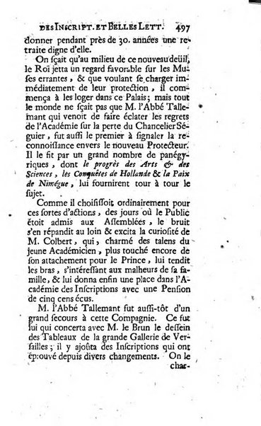 Histoire de l'Academie royale des inscriptions et belles lettres depuis son establissement jusqu'à present avec les Mémoires de littérature tirez des registres de cette Académie..