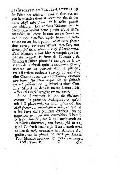 Histoire de l'Academie royale des inscriptions et belles lettres depuis son establissement jusqu'à present avec les Mémoires de littérature tirez des registres de cette Académie..