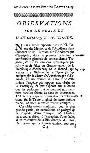 Histoire de l'Academie royale des inscriptions et belles lettres depuis son establissement jusqu'à present avec les Mémoires de littérature tirez des registres de cette Académie..