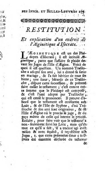 Histoire de l'Academie royale des inscriptions et belles lettres depuis son establissement jusqu'à present avec les Mémoires de littérature tirez des registres de cette Académie..