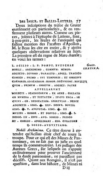 Histoire de l'Academie royale des inscriptions et belles lettres depuis son establissement jusqu'à present avec les Mémoires de littérature tirez des registres de cette Académie..