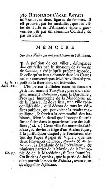 Histoire de l'Academie royale des inscriptions et belles lettres depuis son establissement jusqu'à present avec les Mémoires de littérature tirez des registres de cette Académie..