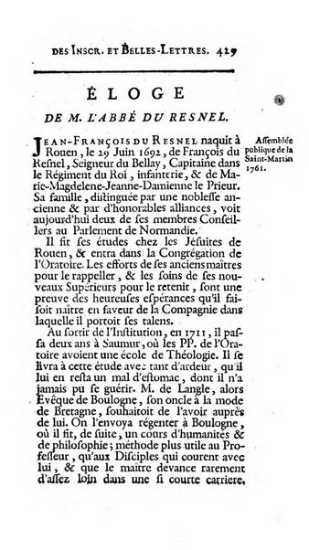 Histoire de l'Academie royale des inscriptions et belles lettres depuis son establissement jusqu'à present avec les Mémoires de littérature tirez des registres de cette Académie..