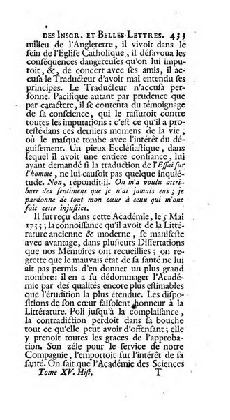 Histoire de l'Academie royale des inscriptions et belles lettres depuis son establissement jusqu'à present avec les Mémoires de littérature tirez des registres de cette Académie..