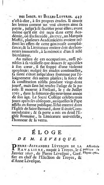 Histoire de l'Academie royale des inscriptions et belles lettres depuis son establissement jusqu'à present avec les Mémoires de littérature tirez des registres de cette Académie..