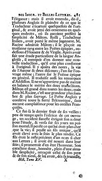 Histoire de l'Academie royale des inscriptions et belles lettres depuis son establissement jusqu'à present avec les Mémoires de littérature tirez des registres de cette Académie..