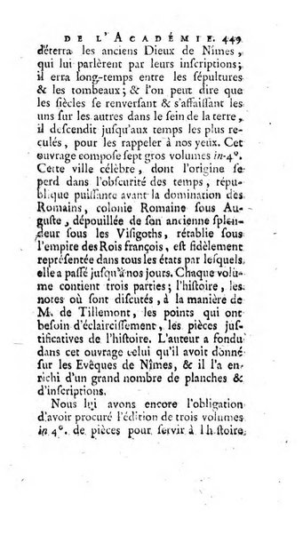 Histoire de l'Academie royale des inscriptions et belles lettres depuis son establissement jusqu'à present avec les Mémoires de littérature tirez des registres de cette Académie..