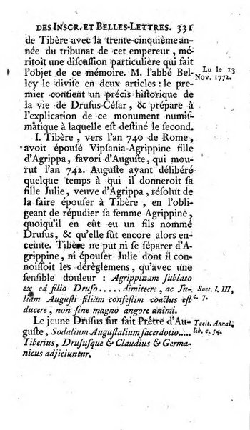 Histoire de l'Academie royale des inscriptions et belles lettres depuis son establissement jusqu'à present avec les Mémoires de littérature tirez des registres de cette Académie..