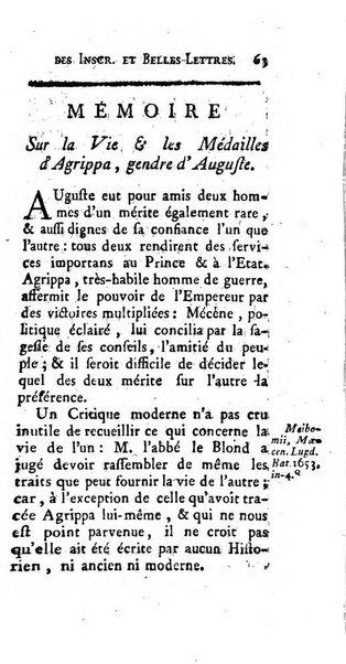 Histoire de l'Academie royale des inscriptions et belles lettres depuis son establissement jusqu'à present avec les Mémoires de littérature tirez des registres de cette Académie..