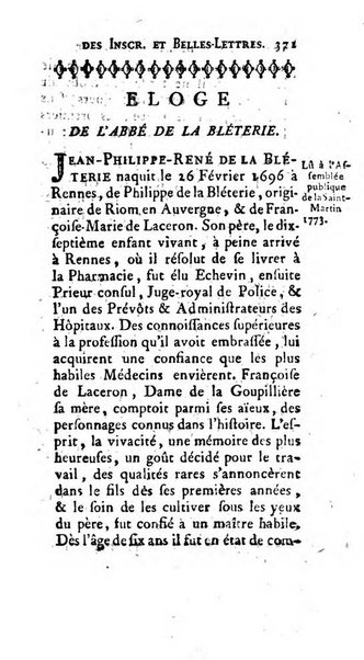 Histoire de l'Academie royale des inscriptions et belles lettres depuis son establissement jusqu'à present avec les Mémoires de littérature tirez des registres de cette Académie..