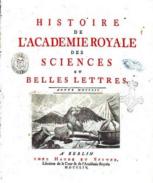 Histoire de l'Academie royale des sciences et des belles-lettres de Berlin