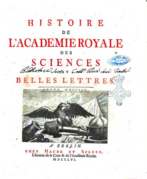 Histoire de l'Academie royale des sciences et des belles-lettres de Berlin