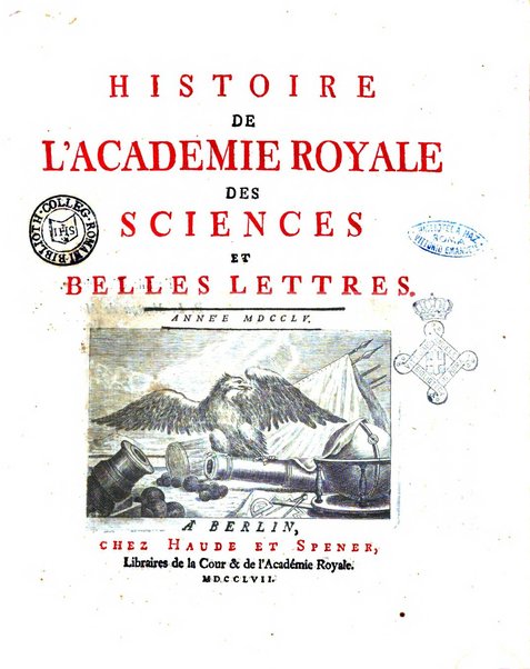 Histoire de l'Academie royale des sciences et des belles-lettres de Berlin