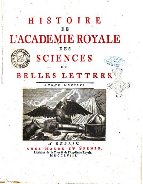 Histoire de l'Academie royale des sciences et des belles-lettres de Berlin