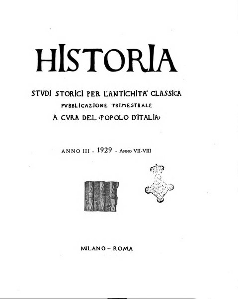 Historia studi storici per l'antichita classica