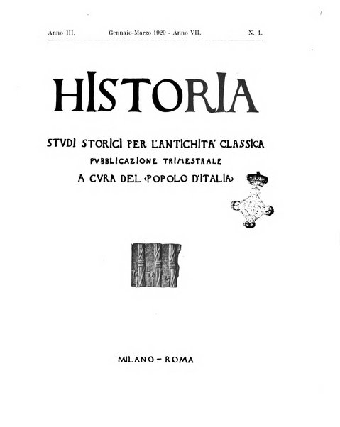 Historia studi storici per l'antichita classica