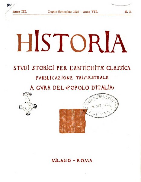 Historia studi storici per l'antichita classica