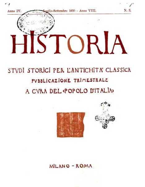 Historia studi storici per l'antichita classica