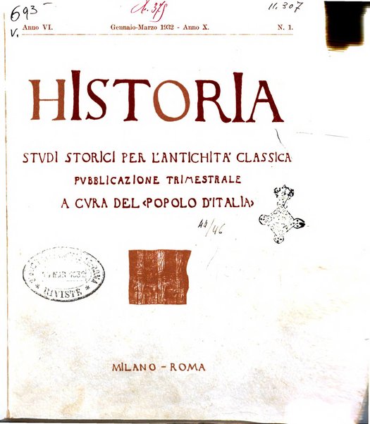 Historia studi storici per l'antichita classica