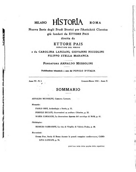 Historia studi storici per l'antichita classica