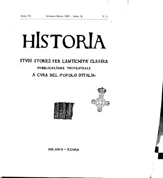 Historia studi storici per l'antichita classica