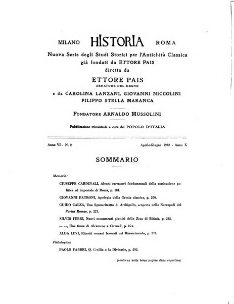 Historia studi storici per l'antichita classica