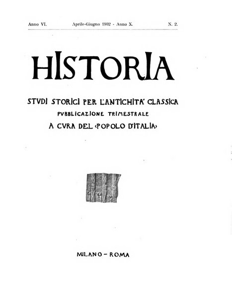 Historia studi storici per l'antichita classica