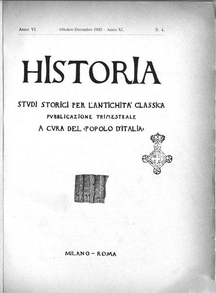 Historia studi storici per l'antichita classica