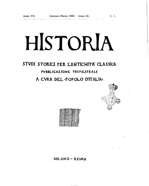 Historia studi storici per l'antichita classica