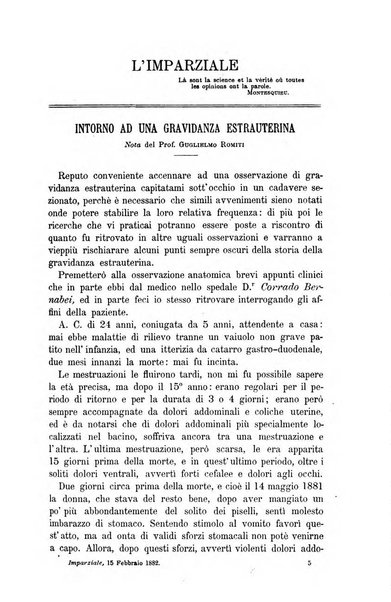 L'imparziale giornale degli interessi scientifici, pratici, morali e professionali della classe medica