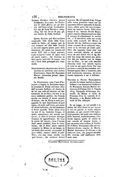 L'indicatore lombardo, ossia Raccolta periodica di scelti articoli tolti dai piu accreditati giornali italiani, tedeschi, francesi, inglesi ecc. ...