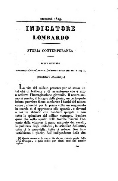 L'indicatore lombardo, ossia Raccolta periodica di scelti articoli tolti dai piu accreditati giornali italiani, tedeschi, francesi, inglesi ecc. ...