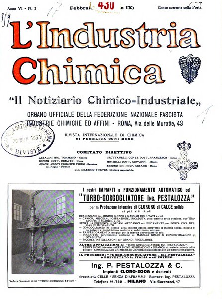 L'industria chimica organo ufficiale della Federazione nazionale fascista industrie chimiche ed affini