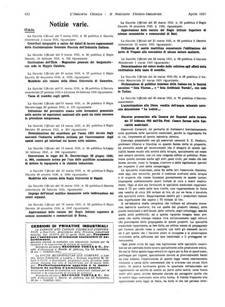 L'industria chimica organo ufficiale della Federazione nazionale fascista industrie chimiche ed affini