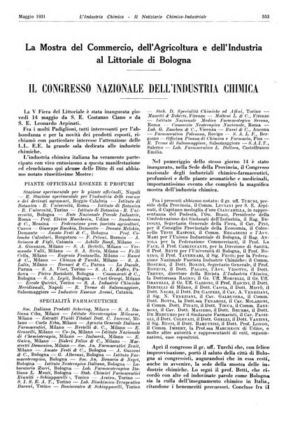 L'industria chimica organo ufficiale della Federazione nazionale fascista industrie chimiche ed affini